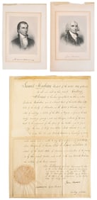 Pardon Signed by James Madison and James Monroe; Two Engravings
