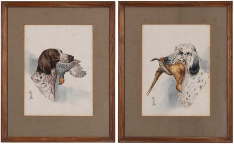 Boris Riab, Pair of Sporting Watercolors