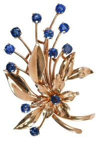 14kt. Tiffany & Co. Blue Sapphire Brooch