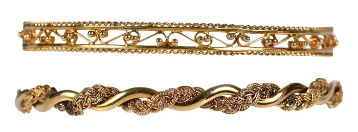 Two 18kt. Fancy Bangle Bracelets
