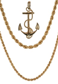 Two 14kt. Rope Chains and Anchor Charm