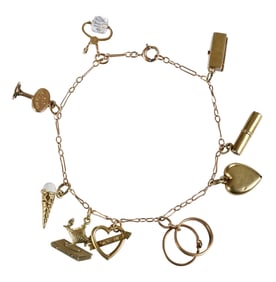 14kt. Dainty Vintage Charm Bracelet