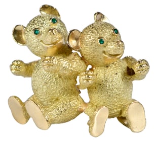 18kt. Vintage Kurt Wayne Teddy Bear Brooch