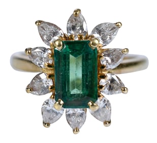 18kt. Emerald and Diamond Ring