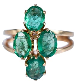 14kt. Four Oval Emerald Ring