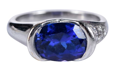 18kt./Platinum Krementz Tanzanite and Diamond Ring