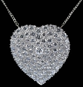 14kt. Victorian Pave Diamond Heart Pendant on Chain
