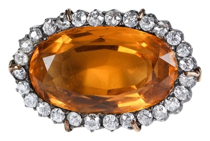9kt. Victorian Citrine and Diamond Ring