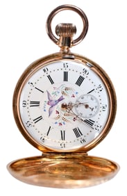 18kt. Girard Perregaux Diamond and Enamel Pocket Watch