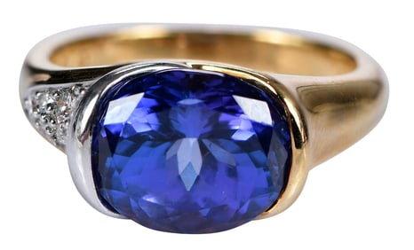 18kt./Platinum Richard Krementz Tanzanite and Diamond Ring