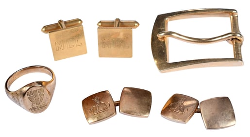 Group of Yellow Gold Gentleman's Dress Accessories