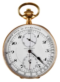 18kt. Paul Ditisheim Chronograph Register Pulsemeter Pocket Watch