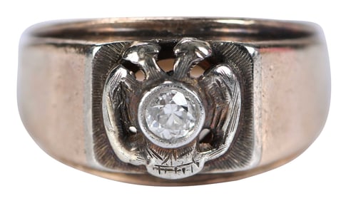14kt. Masonic Style Diamond Ring