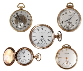 Five Gold Filled Pocket Watches
