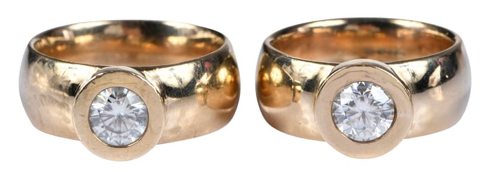 Two 9kt. Solitaire Moissanite Bands