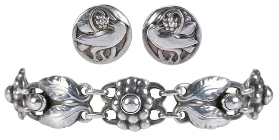 Sterling Silver Georg Jensen Bracelet and Earrings