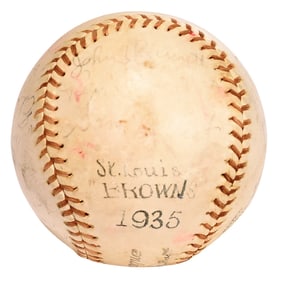 1935 St. Louis Browns Signed Baseball with Rogers Hornsby, JSA