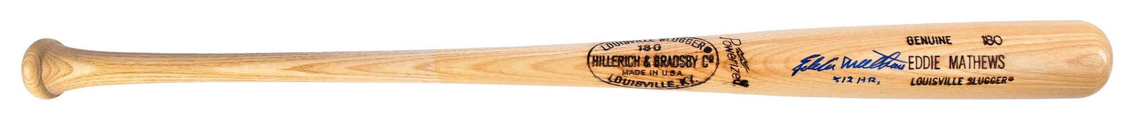 Eddie Mathews (HOF) Signed Baseball Bat, PSA (1 of 5)