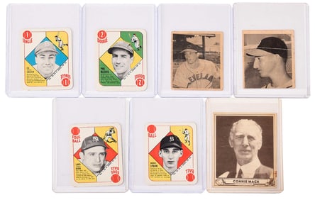 Seven 1940s and 50s Baseball Star Cards