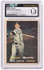 1957 Topps Baseball #95 Mickey Mantle Signed, CGC x JSA