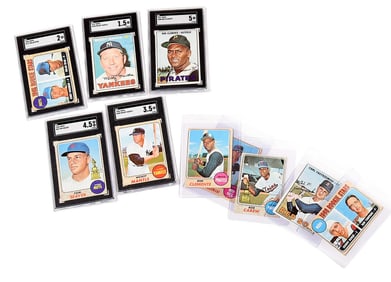 1967, 68 Topps Baseball Card Group, Graded N. Ryan Rookie & Two Mantles