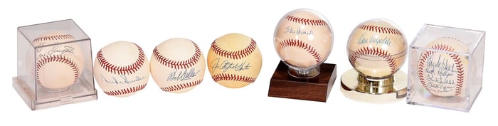 Seven Signed Baseballs: Musial, Feller, Drysdale, Snider, Others