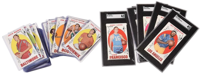 1969-70 Topps Basketball Group: Chamberlain, Robertson, Frazier, Unseld, Others