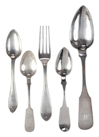 36 Pieces Assorted Coin Silver Flatware, Most Pennsylvania