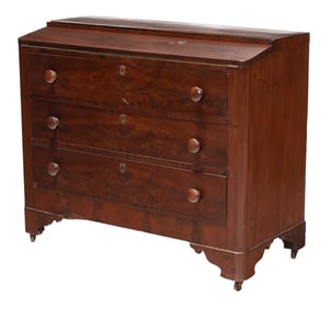 American Classical Figured Mahogany Writing Chest