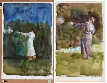 Charles Clark Reid, Pair of Watercolors
