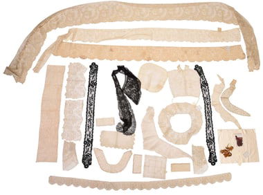 28 Pieces of Assorted Lace Work and Silk