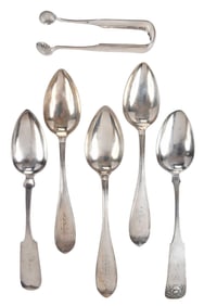 Six Pieces Northern Coin Silver Flatware
