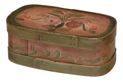 Folk Art Paint Decorated Bentwood Box