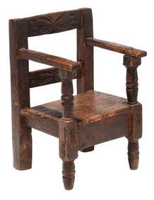 New Mexico Attributed Carved and Painted Child's Chair