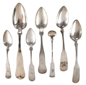 26 Coin Silver Spoons, Most New England