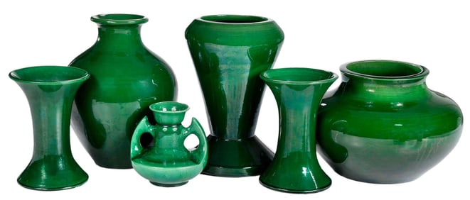 Six Awaji Ware Ceramic Vases