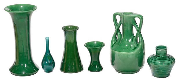 Six Awaji Ware Vases