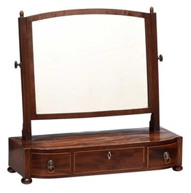 Fine Regency Inlaid Figured Mahogany Dressing Glass