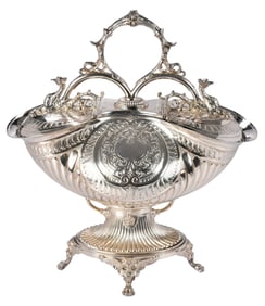 Silver Plate Double Spouted Object