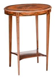 Labeled Edwardian Adam Style Hand Painted Satinwood Side Table