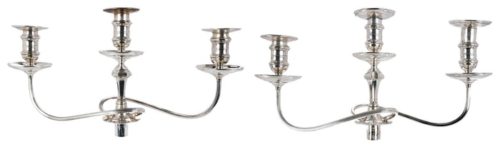 Pair of English Silver Three Cup Candelabra Tops