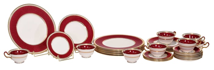38 Piece Wedgwood Ulander Powder Ruby Table Service