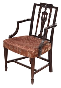 Sheraton Carved Mahogany Open Armchair