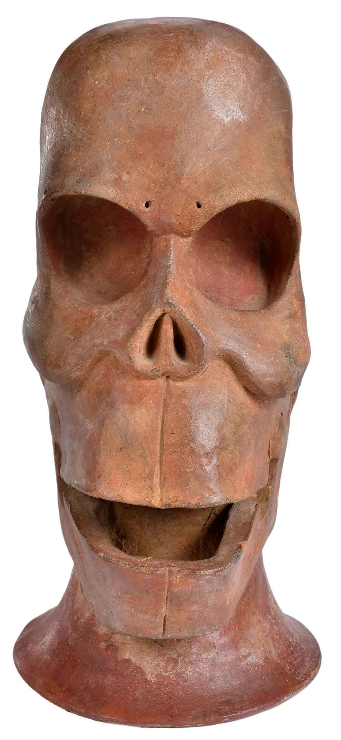 Mixtec Style Pottery Skull Form Vessel (1 of 9)