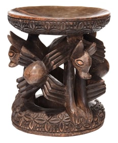 African Carved Figural Bamileke Stool