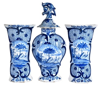 Dutch Delft Blue and White Three Piece Garniture
