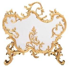 French Louis XIV Style Gilt Bronze and Wire Firescreen