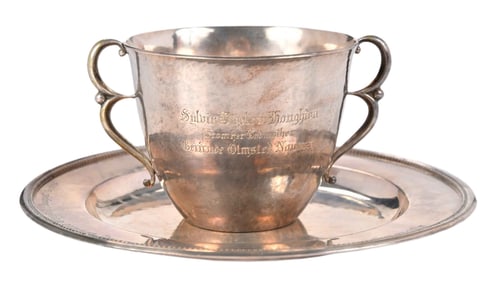 Georg Jensen Sterling Two Handle Cup and Plate