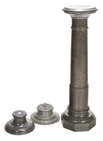 Large Green Marble Classical Column with Additional Parts