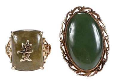 Two 14kt. Jade Rings
